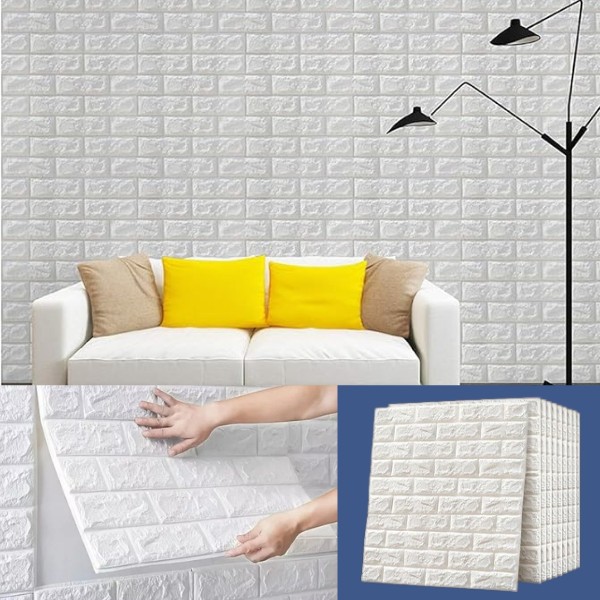 (5 Stück) Selbstklebende Backsteintapete mit 3D-Muster | BRICKSBY