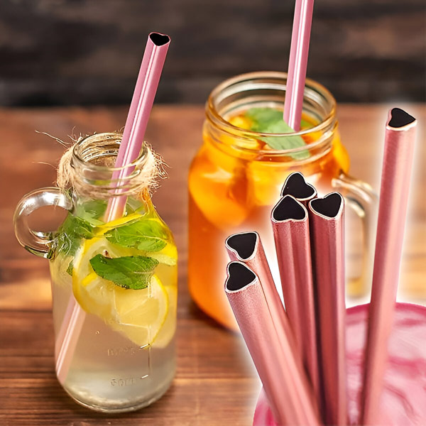 Wiederverwendbare Strohhalme mit romantischem Rosaherz | HEARTSTRAW